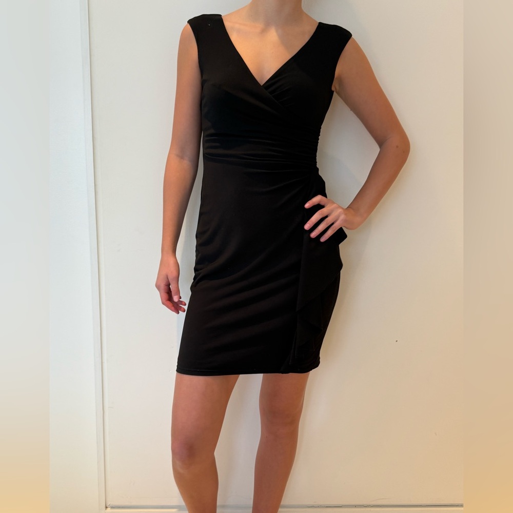 White House Black Market Black Wrap Mini Dress